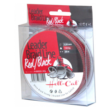 Hell-cat náväzcová šnúra leader braid line red black 20 m-priemer 1,40 mm / nosnosť 125 kg