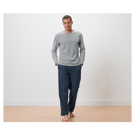 Pánske pyžamo s flanelovými nohavicami, sivé a tmavomodré Tchibo