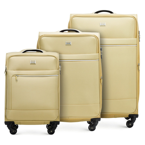 Mäkká súprava kufrov s lesklým predným zipsom 56-3S-85S-86 Wittchen