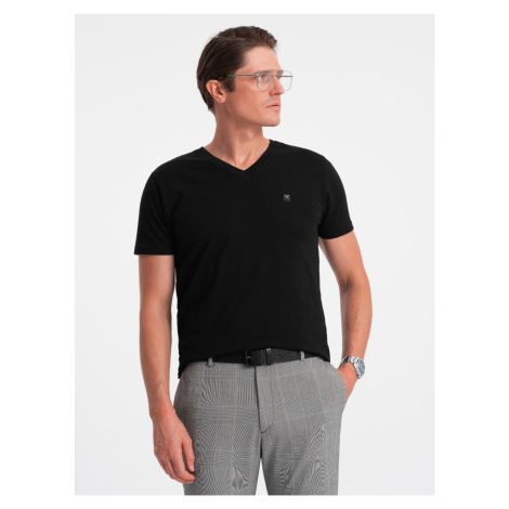 Ombre Men's V-NECK T-shirt with elastane - black