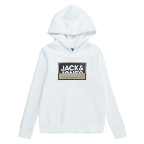 Jack & Jones Junior Mikina 'JJLogan'  svetlohnedá / čierna / biela