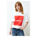 Trendyol White Premium Relaxed/Wide Fit Printed Soft Button Knitted T-Shirt