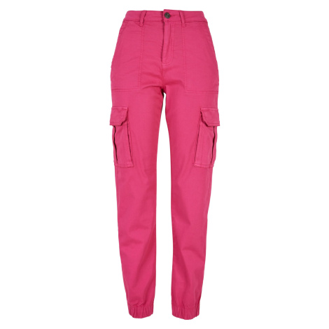 Women's Cotton Twill Utility Cotton Trousers Hibiscus Pink Urban Classics