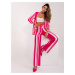 Fuchsia and ecru striped suit pants