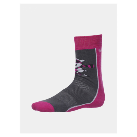 Ružovo-šedé dievčenské ponožky SAM 73