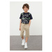 Trendyol Beige Boy's Elastic Waist and Tied Woven Capri/Shorts