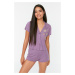 Trendyol Lilac Embroidery Detailed Viscose Knitted Pajamas Set