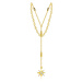 Dvojitý strieborný 925 náhrdelník - zlatá farba, zirkónová hviezda, sploštené ováliky, nastavite