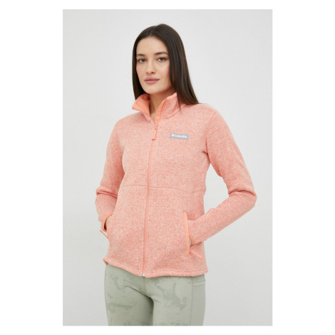 Športová mikina Columbia Sweater Weather dámska, oranžová farba, melanžová