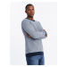 Ombre Knitted men's RELAXED FIT sweater with patterns - navy blue