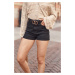 Black denim shorts with high waist