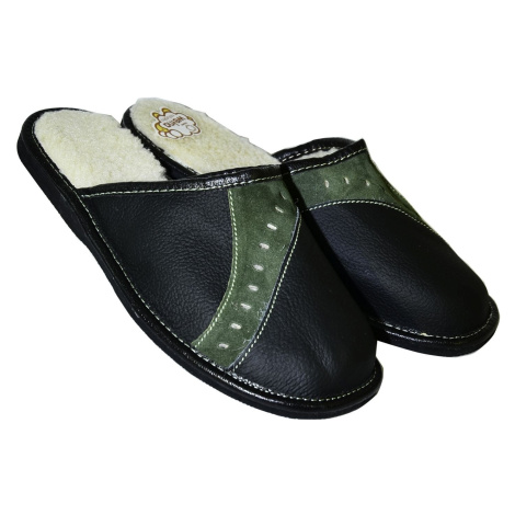 Pánske čierno-zelené papuče TIBOR John-C