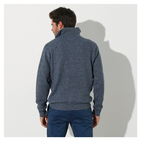 Pulóver z hladkého úpetu so stojačikom na zips a 30 % podielom vlny Blancheporte