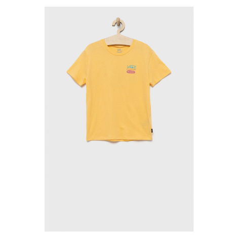 Detské bavlnené tričko Vans žltá farba,