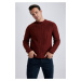 DEFACTO Standard Fit Regular Cut Crew Neck Jacquard Aviator Knitwear Sweater