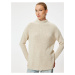 Koton Oversize Knitwear Sweater Hip Length Stand Collar Long Sleeve Soft Texture