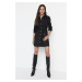 Trendyol Black Straight Cut Buttoned Pocket Woven Shirt Dress