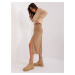 Women's camel trapezoidal skirt with slit
