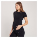 Dámske bezšvové tehotenské tričko MP s krátkymi rukávmi – čierne