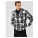 Koton Checkered Hoodie and Sweatshirt Kangaroo Pocket Half-Zip
