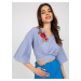 Women's formal blouse with embroidery - blue