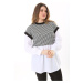 Şans Women's Plus Size White Houndstooth And Poplin Combined Tunic