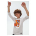 Detská bavlnená košeľa s dlhým rukávom Mayoral oranžová farba, s potlačou
