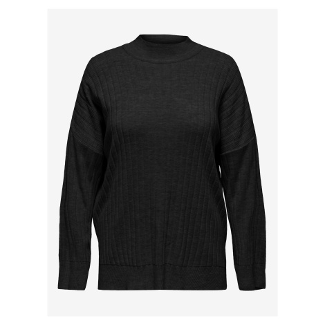 Čierny dámsky rebrovaný sveter ONLY CARMAKOMA New Tessa