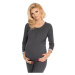 Tmavosivé tehotenské a dojčiace pyžamo s nohavicami s brušným panelom
