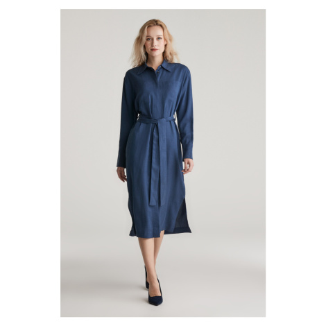 ŠATY GANT REL POCKET SHIRT DRESS DUSTY BLUE SEA