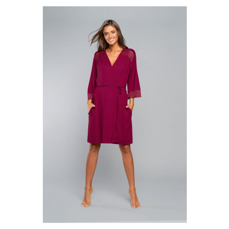 Samaria bathrobe with 3/4 sleeves - burgundy Italian Fashion