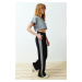 Trendyol Black Color Blocked Straight Cut Stretch Trousers