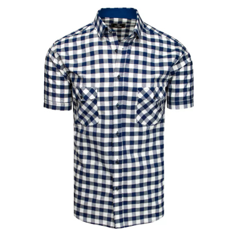 Dstreet KX0951 navy and white short-sleeved checkered men's shirt