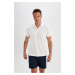 DEFACTO New Regular Fit Zipper Short Sleeve Polo Basic T-Shirt