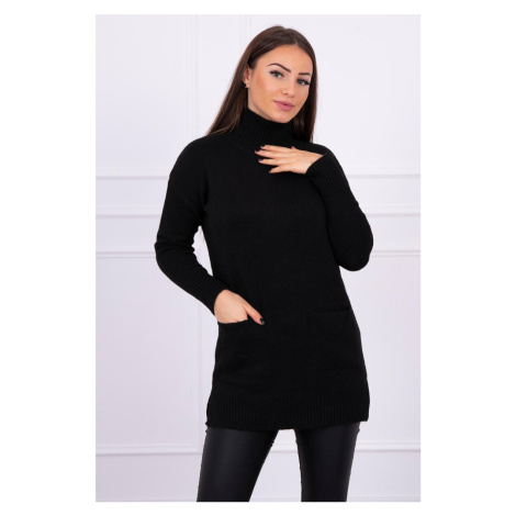 Sweater with stand-up collar black