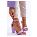 Dámske fialové sandále so zirkónmi na podpätku