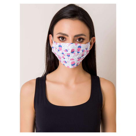 White cotton protective mask with print