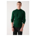 Avva Men's Green Half Turtleneck Wool Blended Regular Fit Knitwear Sweater