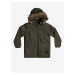 Khaki Boys Parka with Hood and Artificial Fur Quiksilver Storm Dr - Boys