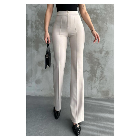 80272 Dewbery High Waist Slim Fit Wide Leg Pants-CREAM