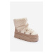 Women's lace-up snow boots with thick soles, beige Loso