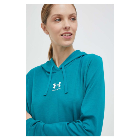 Mikina Under Armour dámska, zelená farba, s kapucňou, jednofarebná