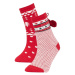 DEFACTO Girl's New Year's Themed 2-Piece Cotton Long Socks