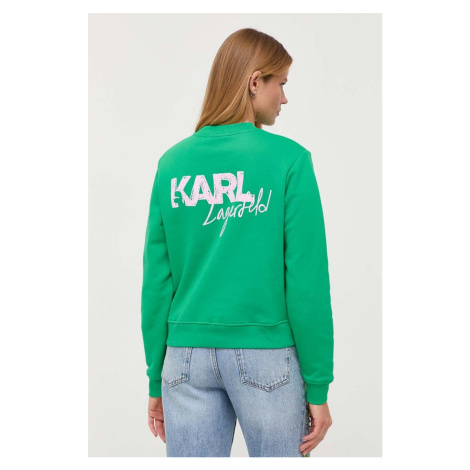 Mikina Karl Lagerfeld dámska, zelená farba, s potlačou
