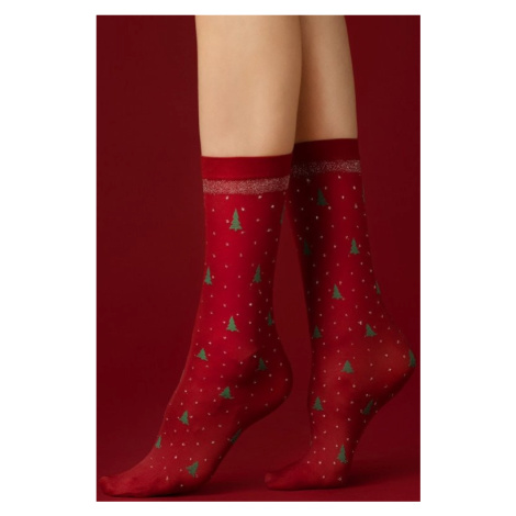 Dámske silonkové ponožky Fiore Carol - 40 DEN Červená