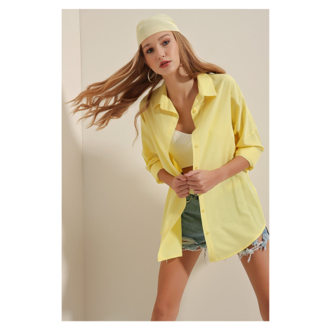 Bigdart 3900 Oversize Long Basic Shirt - Yellow