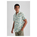 DEFACTO Regular Fit Poplin Printed Short Sleeve Shirt