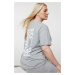 Trendyol Curve Gray Melange Back Printed Knitted Pajama Set