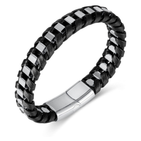 Pánsky oceľový náramok so strieborným splietaním 21 cm
