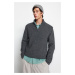 Trendyol Men's Dark Gray Regular Fit Half Turtleneck Zippered Sweater